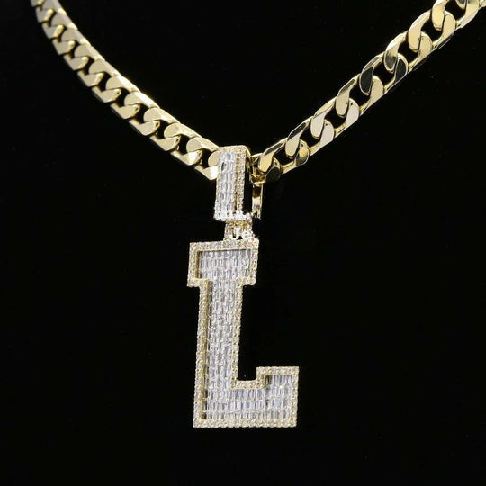 Custom Classic L Initial Moissanite Diamond Iced Out Hip Hop Pendant