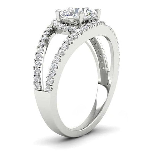 1.70ct Hidden Halo Round Cut Moissanite Diamond Engagement Ring