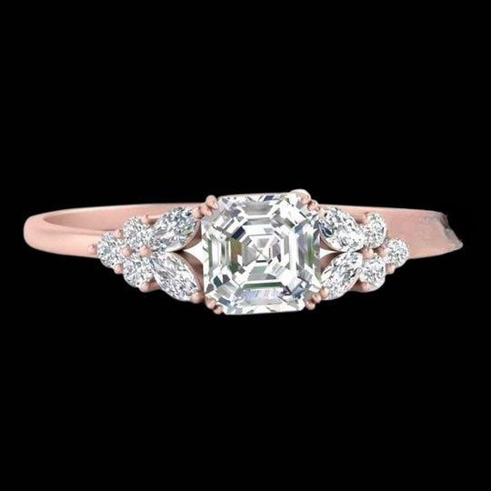 Asscher Cut 2ct Moissanite Diamond Ring