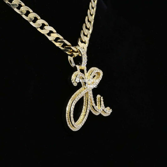 Custom H Initial Moissanite Diamond Fancy Iced Out Hip Hop Pendant