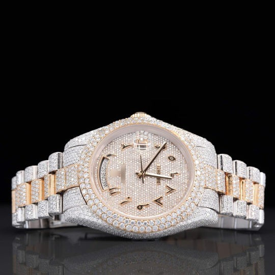 RLX Fully Moissanite Watch With Arabic Number Iced Out Automatic Watch