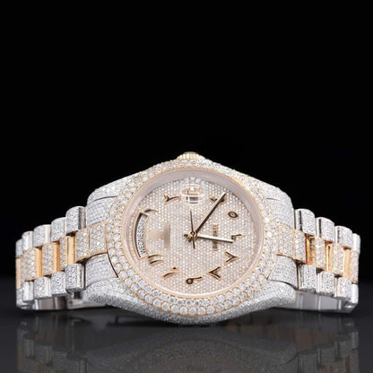 RLX Fully Moissanite Watch With Arabic Number Iced Out Automatic Watch