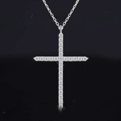 1ct Moissanite Cross Pendant Necklace 925 Sterling Silver