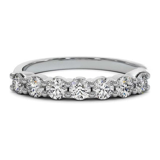 Round Cut Moissanite Wedding Band 7-Stone Moissanite Diamond Ring