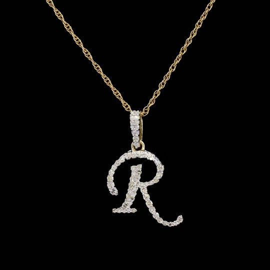 Custom R Initial Moissanite Diamond Iced Out Hip Hop Pendant