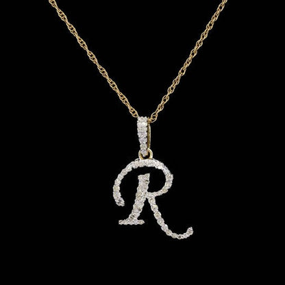 Custom R Initial Moissanite Diamond Iced Out Hip Hop Pendant