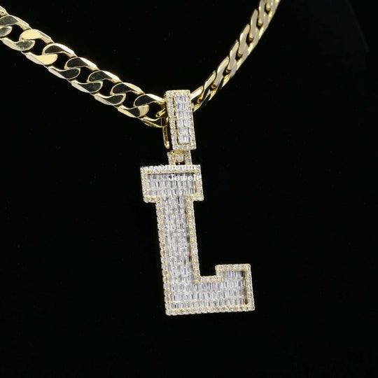 Custom Classic L Initial Moissanite Diamond Iced Out Hip Hop Pendant