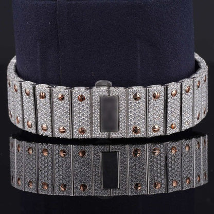 Stylish Fully Iced Out Moissanite Cartier Watch With Date Function