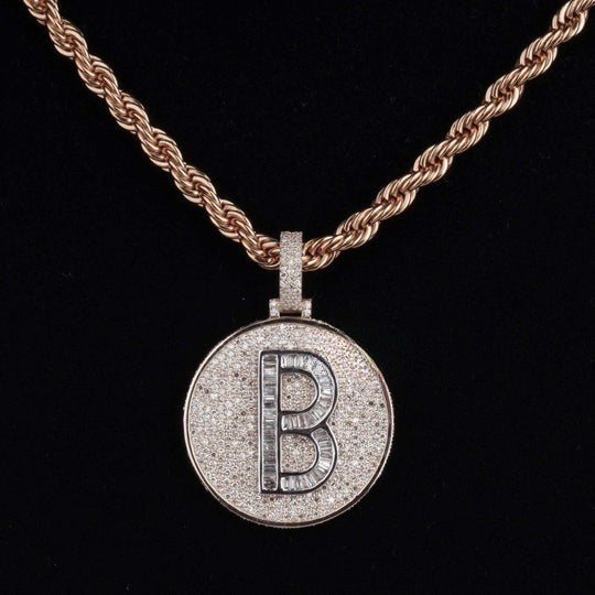 Custom Casual B Initial Moissanite Diamond Bust Down Hip Hop Pendant