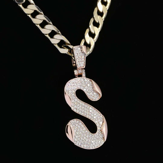 Custom Fancy S Initial Moissanite Diamond Bust Down Hip Hop Pendant