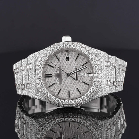 ElegantAP  Iced Out  Moissanite Watch For Men Sapphire Crystal Glass