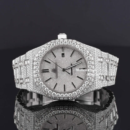 ElegantAP  Iced Out  Moissanite Watch For Men Sapphire Crystal Glass