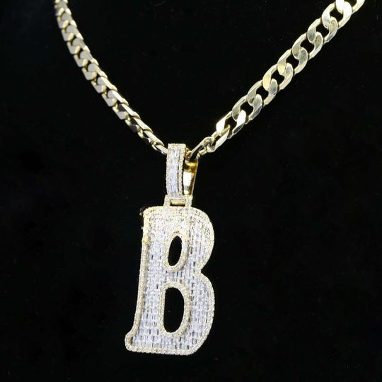 Custom B Initial Moissanite Diamond Bust Down Hip Hop Pendant