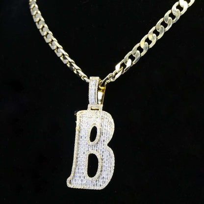 Custom B Initial Moissanite Diamond Bust Down Hip Hop Pendant