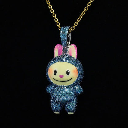 2.2CT Blue Diamond Labubu Pendant
