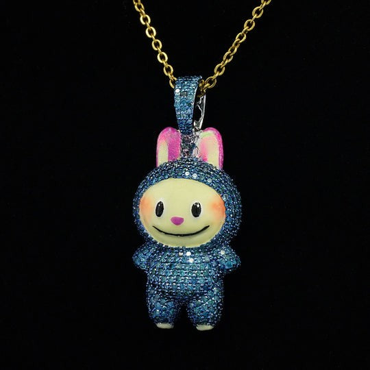2.2CT Blue Diamond Labubu Pendant