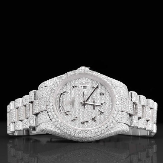 RLX Fully Moissanite Watch With Arabic Number Iced Out Automatic Watch