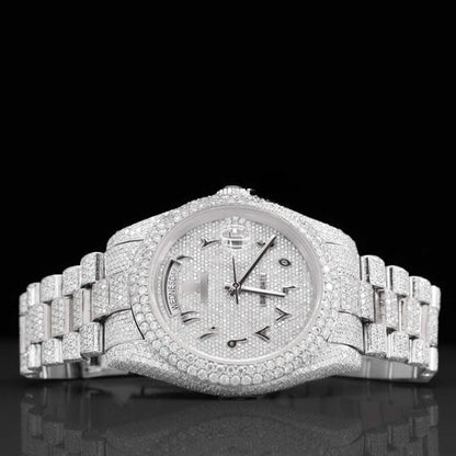 RLX Fully Moissanite Watch With Arabic Number Iced Out Automatic Watch