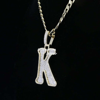 Custom K Initial Moissanite Diamond Totally Iced Out Hip Hop Pendant