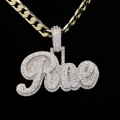 Custom Rae Name Moissanite Diamond Bust Down Hip Hop Pendant Rapper