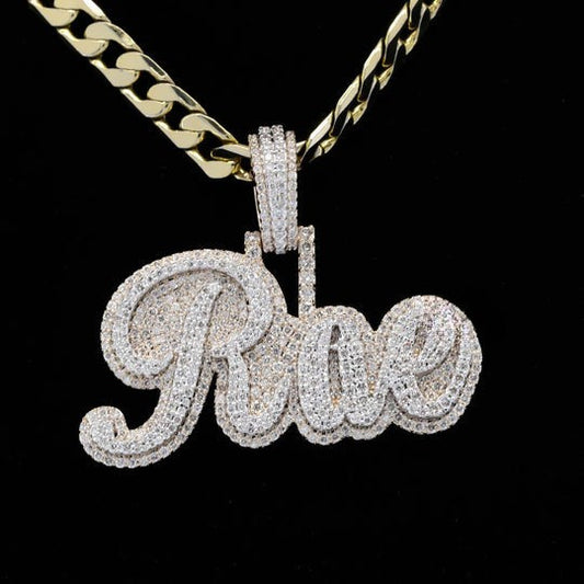 Custom Rae Name Moissanite Diamond Bust Down Hip Hop Pendant Rapper