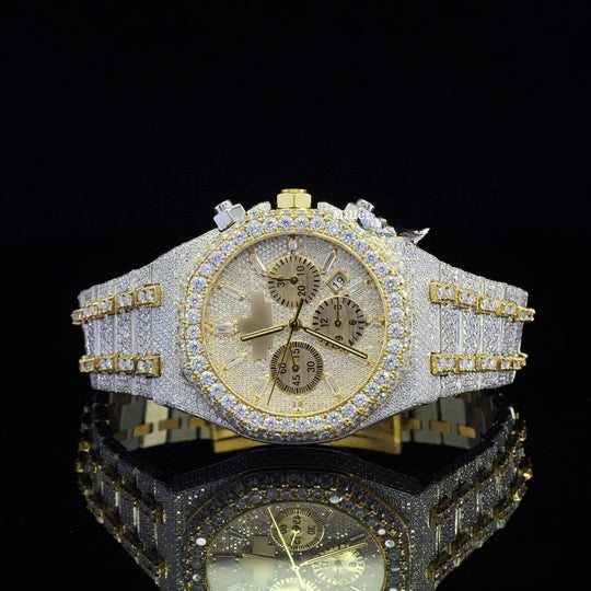 AP Fabulous Fully Iced Out Moissanite Diamond Watch Fully Automatic