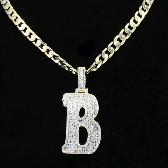 Custom B Initial Moissanite Diamond Bust Down Hip Hop Pendant