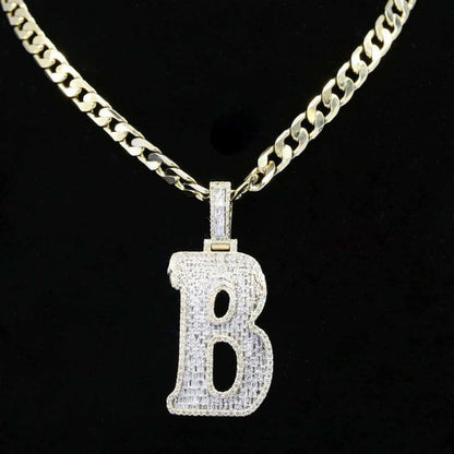 Custom B Initial Moissanite Diamond Bust Down Hip Hop Pendant