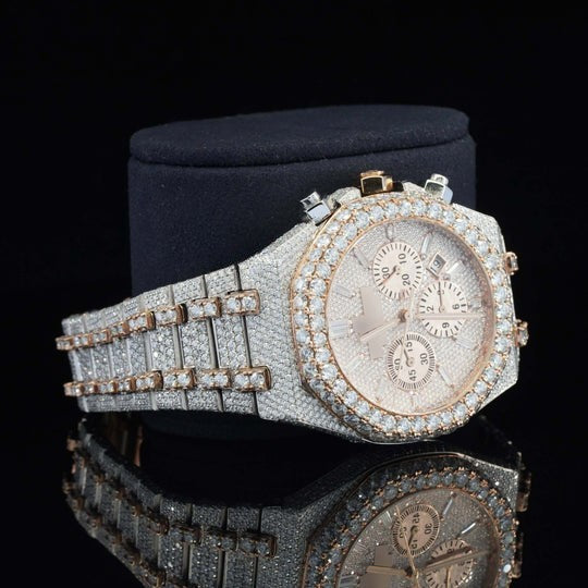AP Fabulous Fully Iced Out Moissanite Diamond Watch Fully Automatic