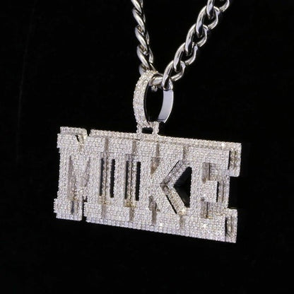 Custom Mike Name Moissanite Diamond Bust Down Hip Hop Pendant Rapper