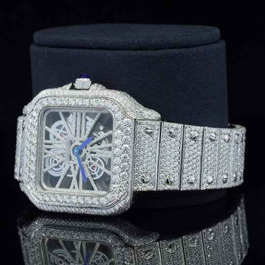 Cartier Moissanite Diamond Watch In Unique Style Fully Iced Out Watch