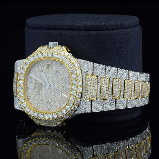 Patek Classic Two Tone Moissanite Diamond Iced Out Automatic Watch