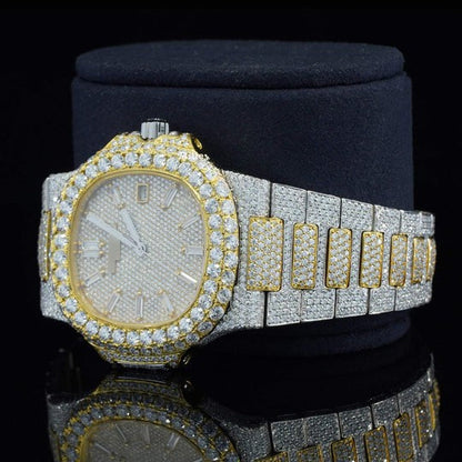 Patek Classic Two Tone Moissanite Diamond Iced Out Automatic Watch
