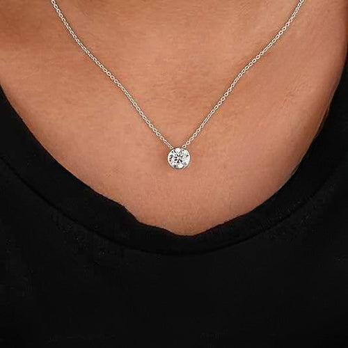 1ct Moissanite Diamond Pendant Necklace 925 Silver