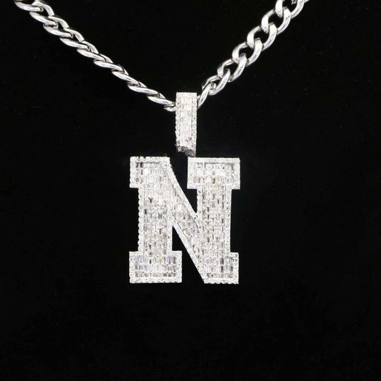 Custom Classic N Initial Moissanite Diamond Iced Out Hip Hop Pendant