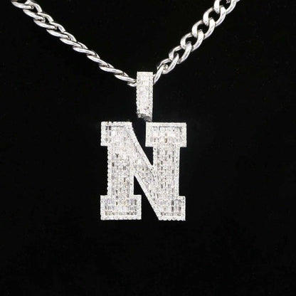 Custom Classic N Initial Moissanite Diamond Iced Out Hip Hop Pendant