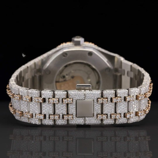 AP Luxurious Fully Iced Out Moissanite Dial Bust Down Automatic Watch