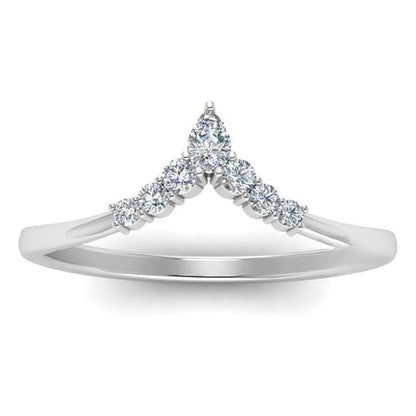 Moissanite 0.80ct Pear Cut Diamond Chevron Awesome Promise Band