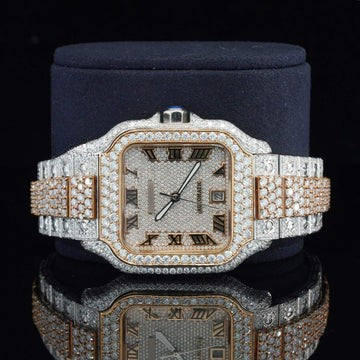 Cartier Iced Out Moissanite Watch For Men Sapphire Crystal Glass