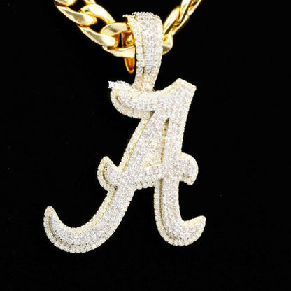 Custom A Initial Fancy Moissanite Diamond Iced Out Hip Hop Pendant