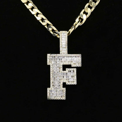 Custom Classic F Initial Moissanite Diamond Iced Out Hip Hop Pendant
