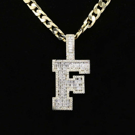 Custom Classic F Initial Moissanite Diamond Iced Out Hip Hop Pendant