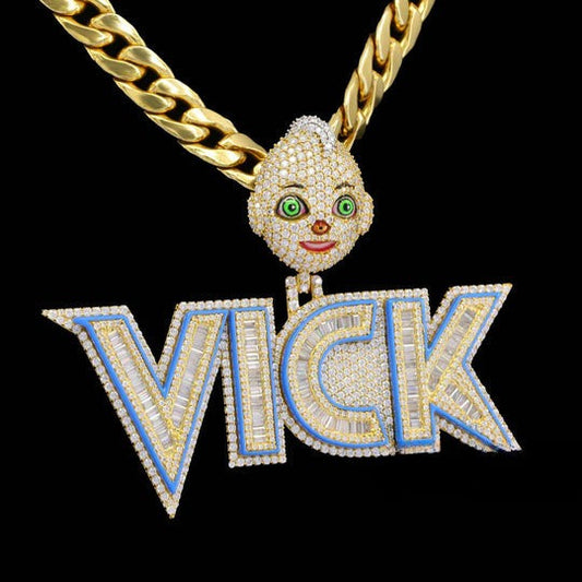 Custom Amazing Iced Out Moissanite Diamond Hip Hop Vick Name Pendant