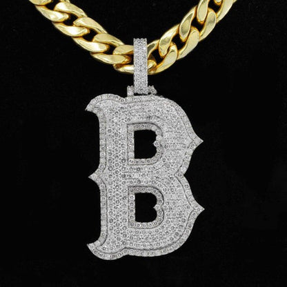 Custom Stylish B Initial Moissanite Diamond Bust Down Hip Hop Pendant