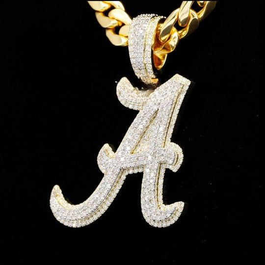 Custom A Initial Fancy Moissanite Diamond Iced Out Hip Hop Pendant