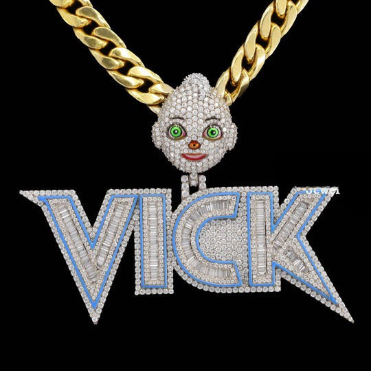 Custom Amazing Iced Out Moissanite Diamond Hip Hop Vick Name Pendant