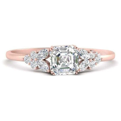 Asscher Cut 2ct Moissanite Diamond Ring