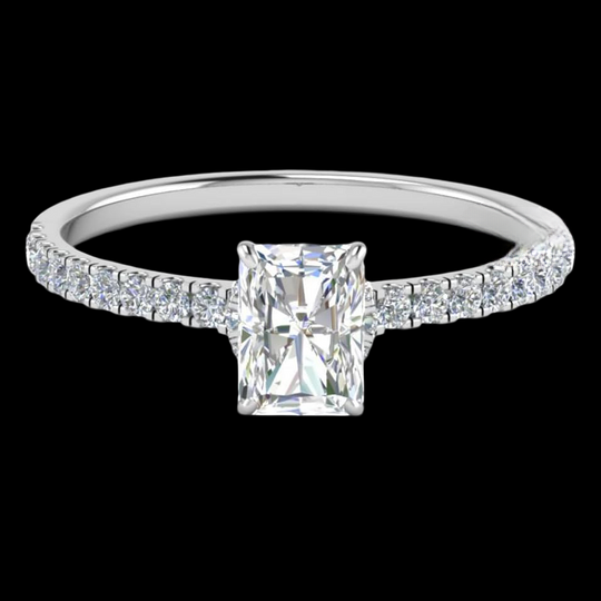 Radiant Shape Hidden Halo Petite Moissanite Diamond