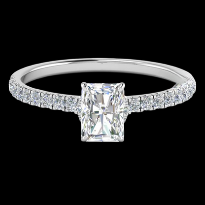 Radiant Shape Hidden Halo Petite Moissanite Diamond