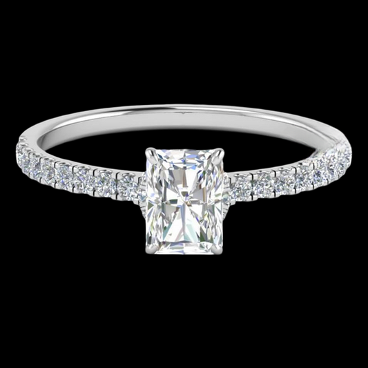 Radiant Shape Hidden Halo Petite Moissanite Diamond